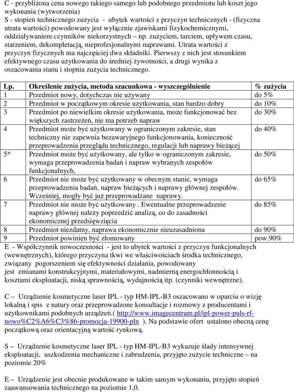 zuŝyciem, tarciem, upływem czasu, starzeniem, dekompletacją, nieprofesjonalnymi naprawami. Utrata wartości z przyczyn fizycznych ma najczęściej dwa składniki.