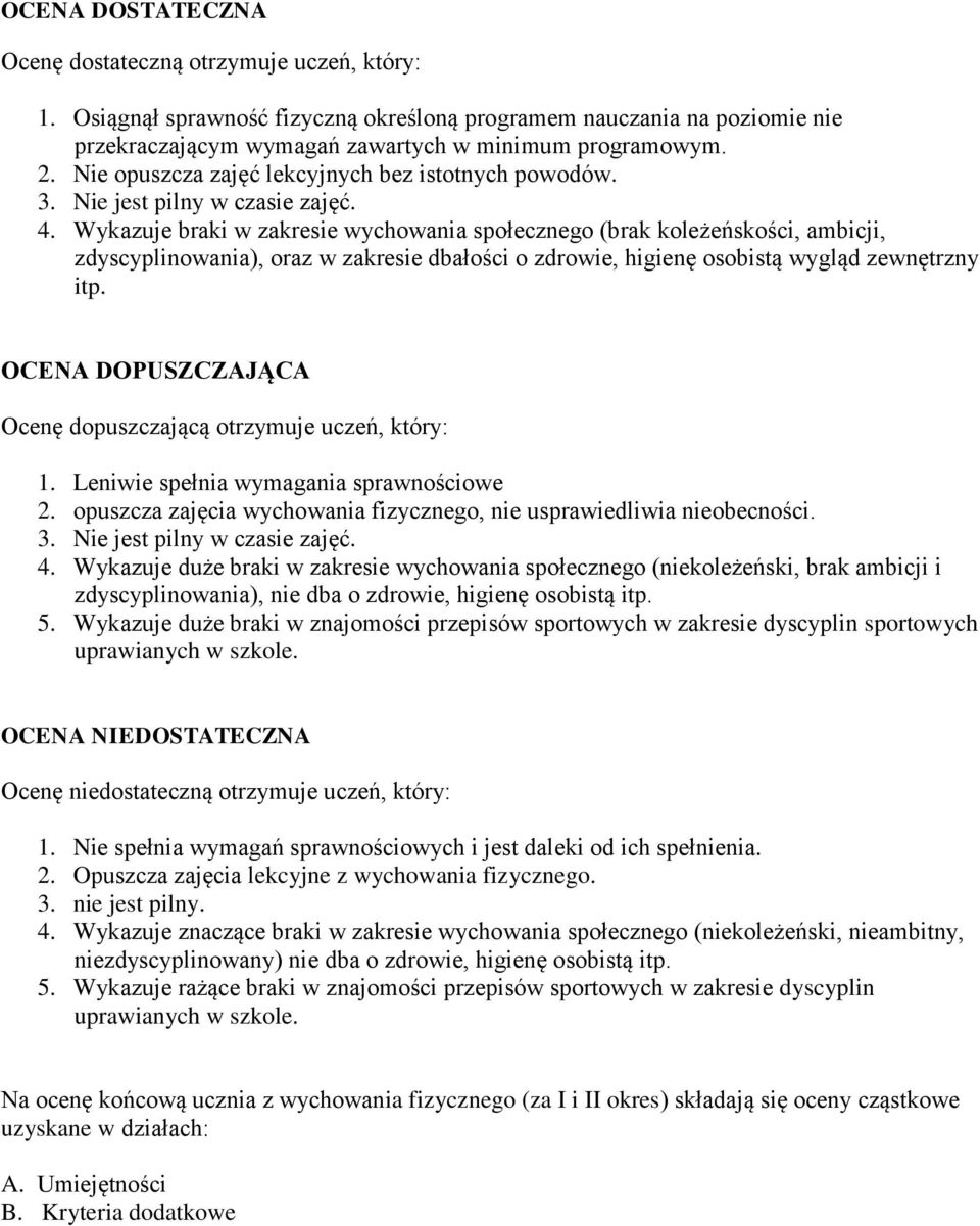 Wykazuje braki w zakresie wychowania społecznego (brak koleżeńskości, ambicji, zdyscyplinowania), oraz w zakresie dbałości o zdrowie, higienę osobistą wygląd zewnętrzny itp.