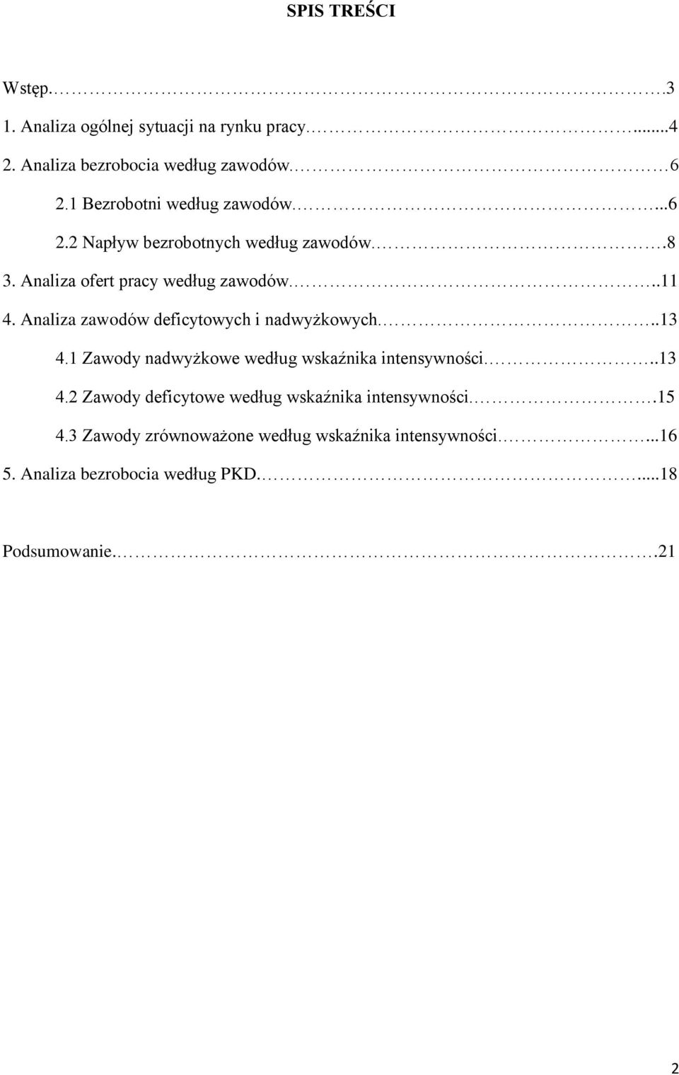 Analiza zawodów deficytowych i nadwyżkowych...13 4.1 Zawody nadwyżkowe według wskaźnika intensywności...13 4.2 Zawody deficytowe według wskaźnika intensywności.