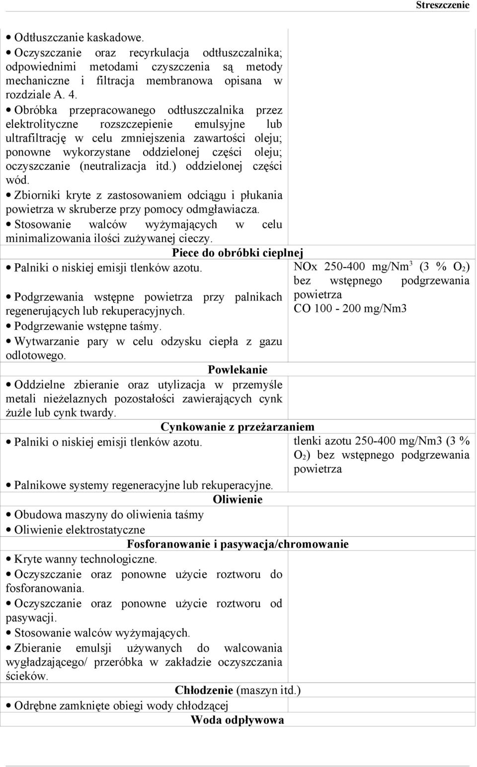 oczyszczanie (neutralizacja itd.) oddzielonej części wód. Zbiorniki kryte z zastosowaniem odciągu i płukania powietrza w skruberze przy pomocy odmgławiacza.