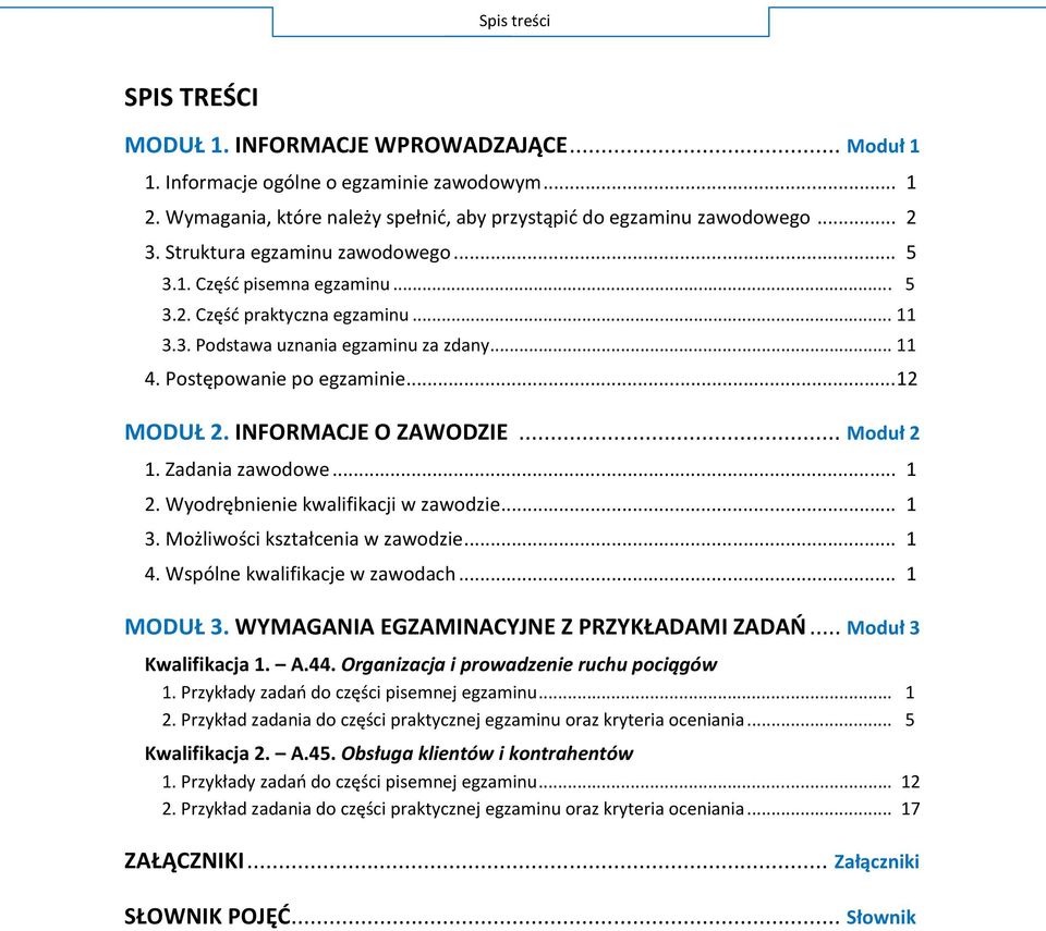 .. 1 M... 1 4. W... 1 MODUŁ WYMAGANIA EGZAMINACYJNE Z PRZYKŁADAMI ZADAO... M Kwalifikacja 1. A.44. O P.