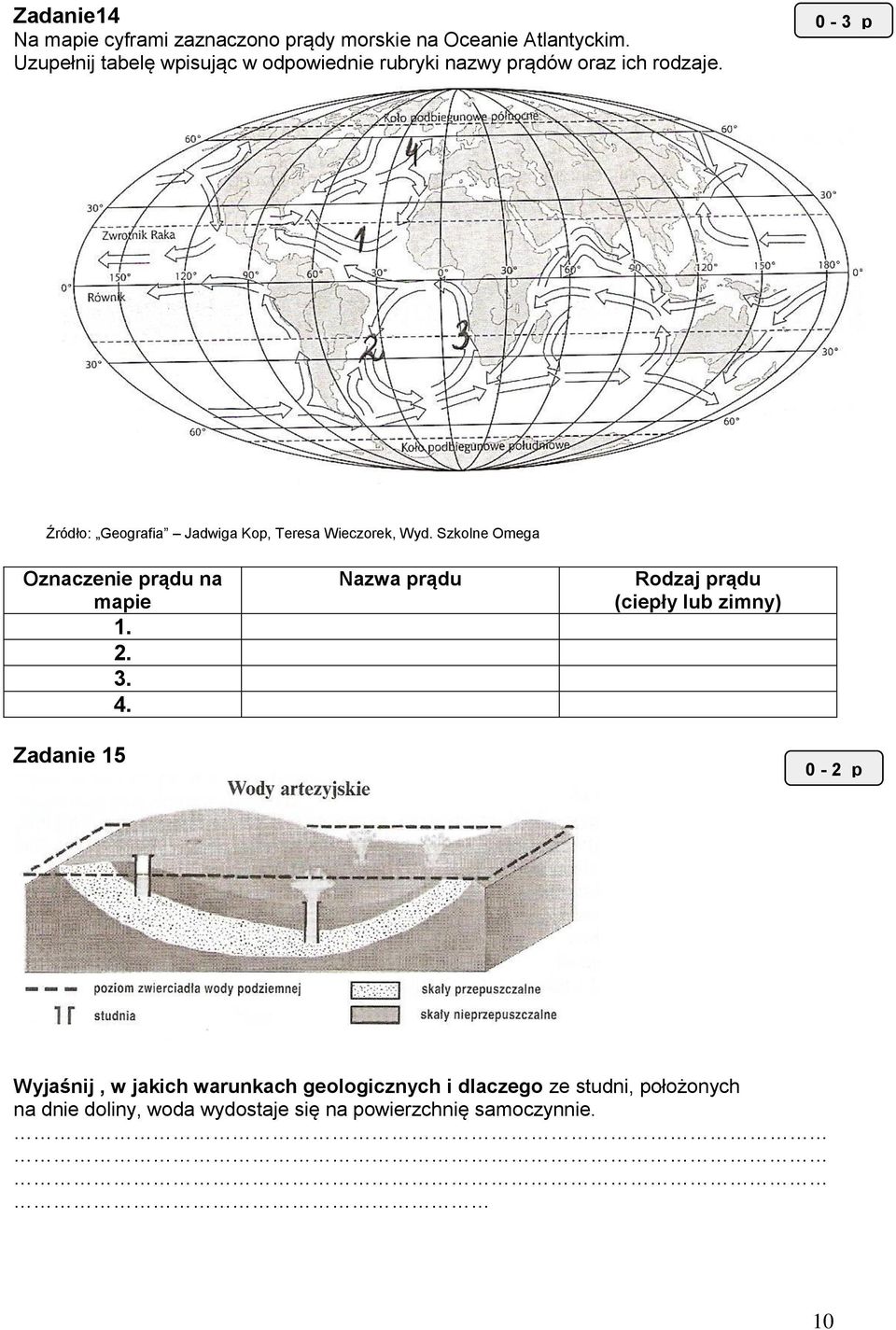 0-3 p Źródło: Geografia Jadwiga Kop, Teresa Wieczorek, Wyd. Szkolne Omega Oznaczenie prądu na mapie 1. 2. 3. 4.