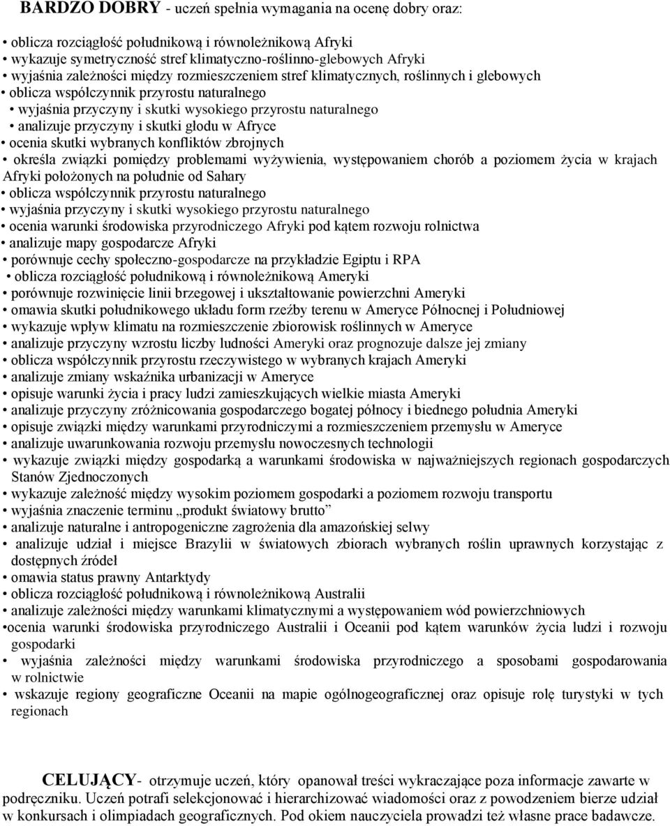 przyczyny i skutki głodu w Afryce ocenia skutki wybranych konfliktów zbrojnych określa związki pomiędzy problemami wyżywienia, występowaniem chorób a poziomem życia w krajach Afryki położonych na