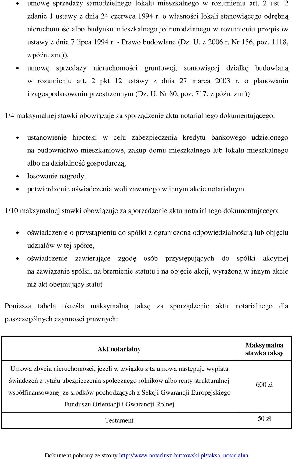 1118, z późn. zm.)), umowę sprzedaży nieruchomości gruntowej, stanowiącej działkę budowlaną w rozumieniu art. 2 pkt 12 ustawy z dnia 27 marca 2003 r. o planowaniu i zagospodarowaniu przestrzennym (Dz.