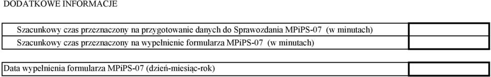 Szacunkowy czas przeznaczony na wypełnienie formularza