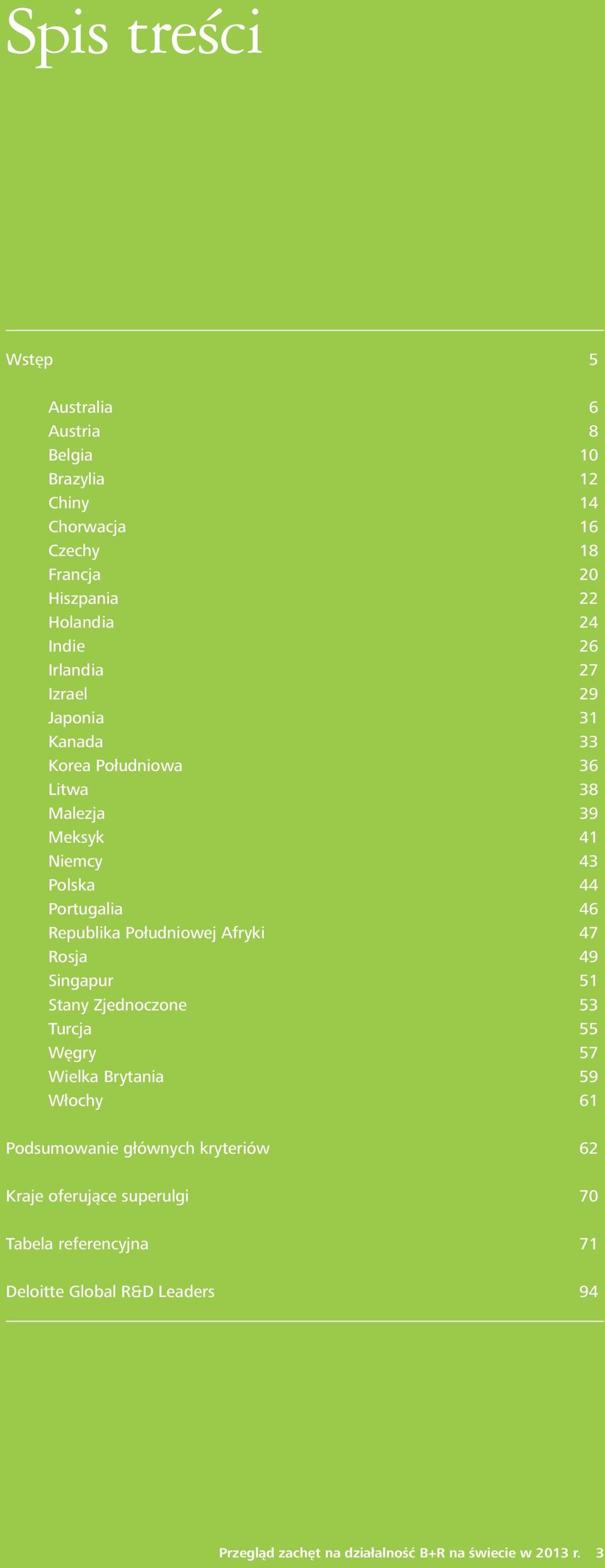 Południowej Afryki 47 Rosja 49 Singapur 51 Stany Zjednoczone 53 Turcja 55 Węgry 57 Wielka Brytania 59 Włochy 61 Podsumowanie głównych