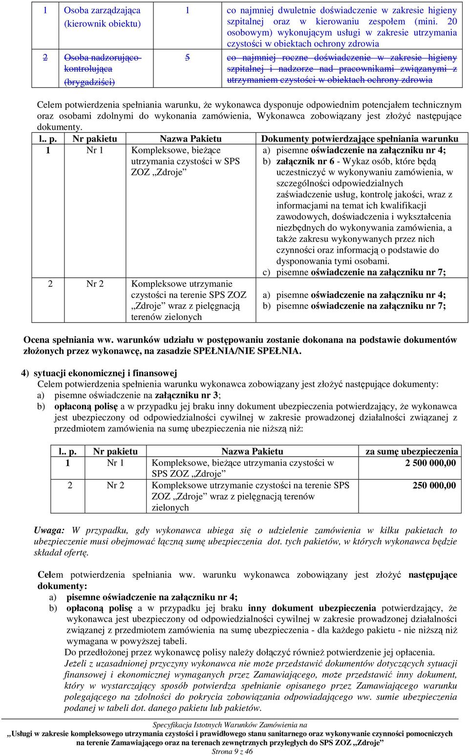 utrzymaniem czystości w obiektach ochrony zdrowia Celem potwierdzenia spełniania warunku, Ŝe wykonawca dysponuje odpowiednim potencjałem technicznym oraz osobami zdolnymi do wykonania zamówienia,