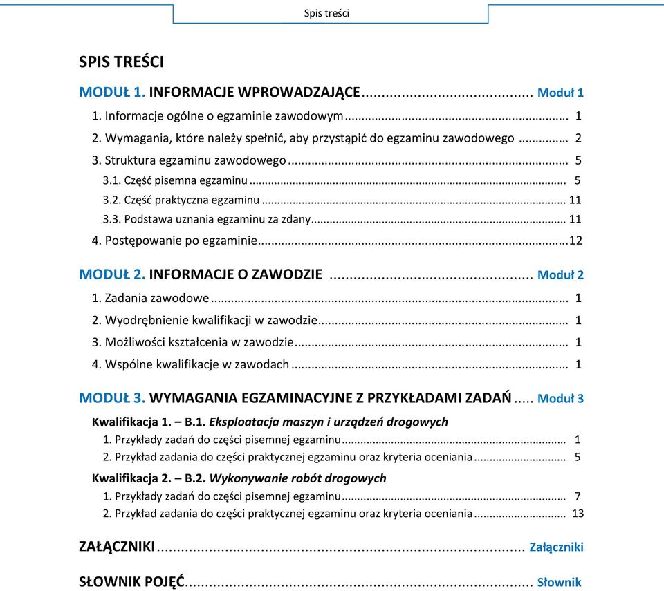 .. 1 W... 1 M... 1 4. W... 1 MODUŁ WYMAGANIA EGZAMINACYJNE Z PRZYKŁADAMI ZADAŃ... M Kwalifikacja 1. B.1. E P.