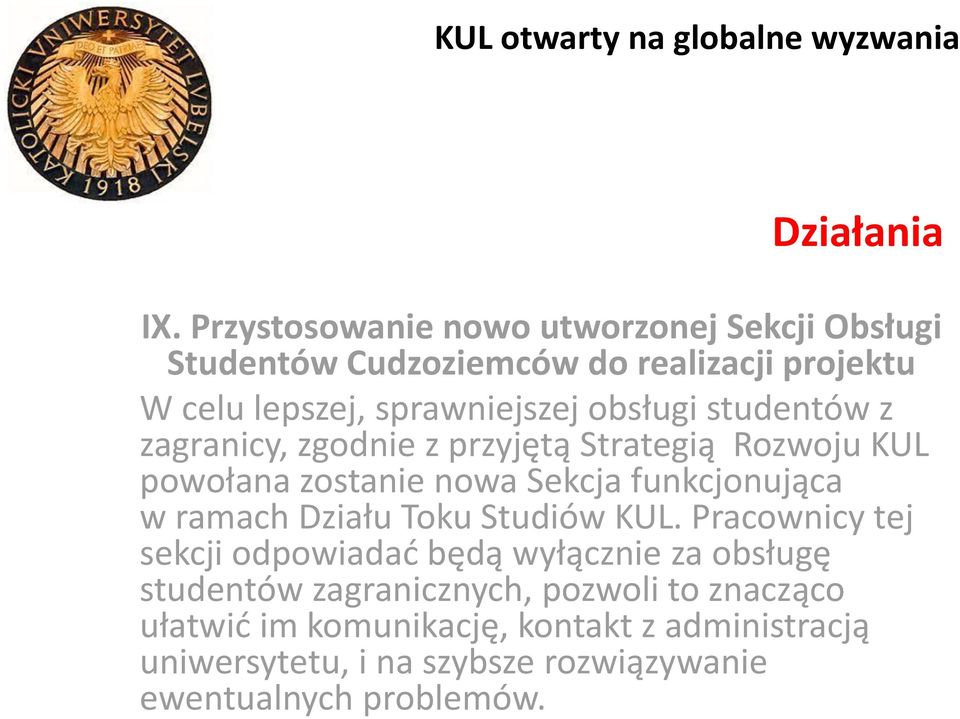 funkcjonująca w ramach Działu Toku Studiów KUL.