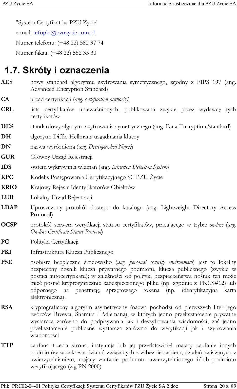 Advanced Encryption Standard) urząd certyfikacji (ang.