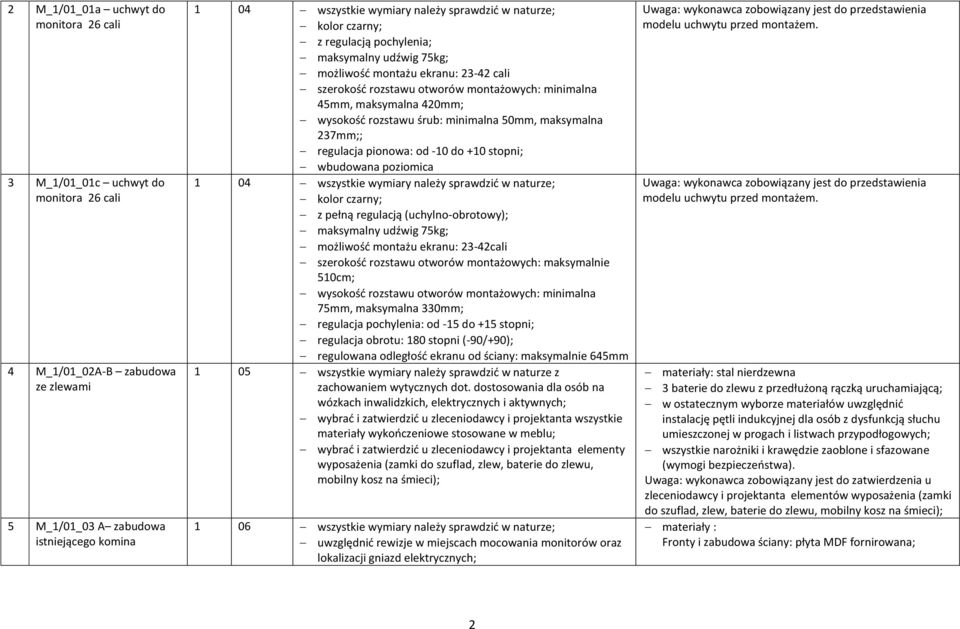 śrub: minimalna 50mm, maksymalna 237mm;; regulacja pionowa: od -10 do +10 stopni; wbudowana poziomica 1 04 wszystkie wymiary należy sprawdzić w naturze; kolor czarny; z pełną regulacją