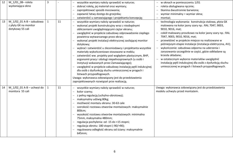 sprawdzić w naturze; wykonać projekt konstrukcyjny wraz z niezbędnymi obliczeniami uwzględniającymi ciężar ekranu; uwzględnić w projekcie zabudowy odprowadzenie ciepłego powietrza wytwarzanego przez