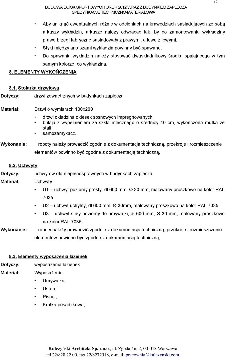 ELEMENTY WYKOŃCZENIA 8.1.