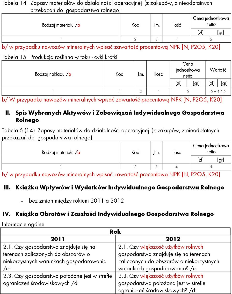 teriału /b / Kod J.m.