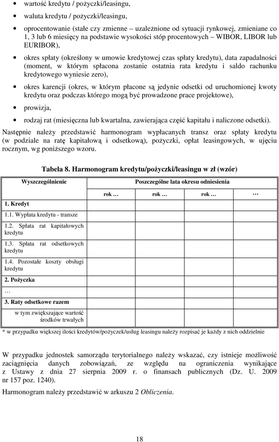 rachunku kredytowego wyniesie zero), okres karencji (okres, w którym płacone są jedynie odsetki od uruchomionej kwoty kredytu oraz podczas którego mogą być prowadzone prace projektowe), prowizja,