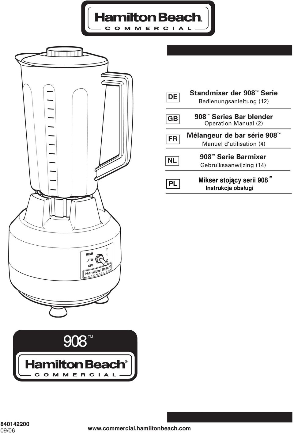 Manuel d utilisation () 908 Serie Barmixer Gebruiksaanwijzing (1)