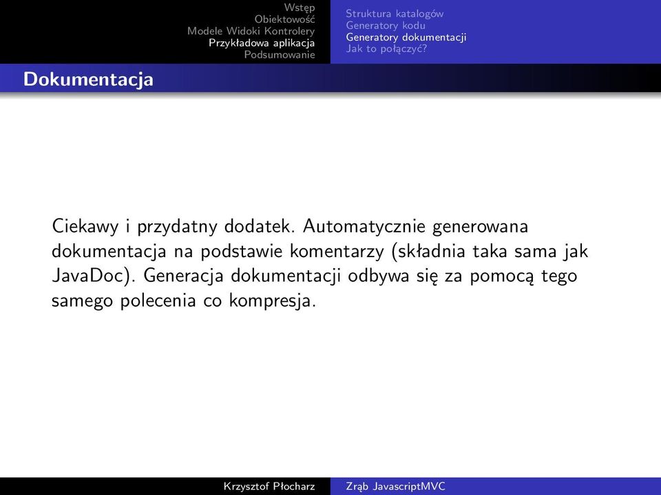 Automatycznie generowana dokumentacja na podstawie komentarzy (składnia