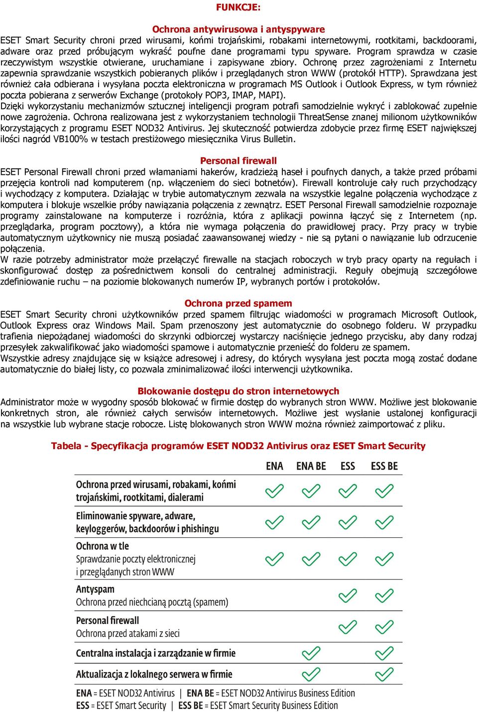 Ochronę przez zagrożeniami z Internetu zapewnia sprawdzanie wszystkich pobieranych plików i przeglądanych stron WWW (protokół HTTP).
