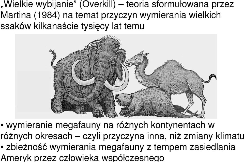 okresach czyli przyczyna inna, niż zmiany klimatu zbieżność wymierania megafauny z tempem zasiedlania