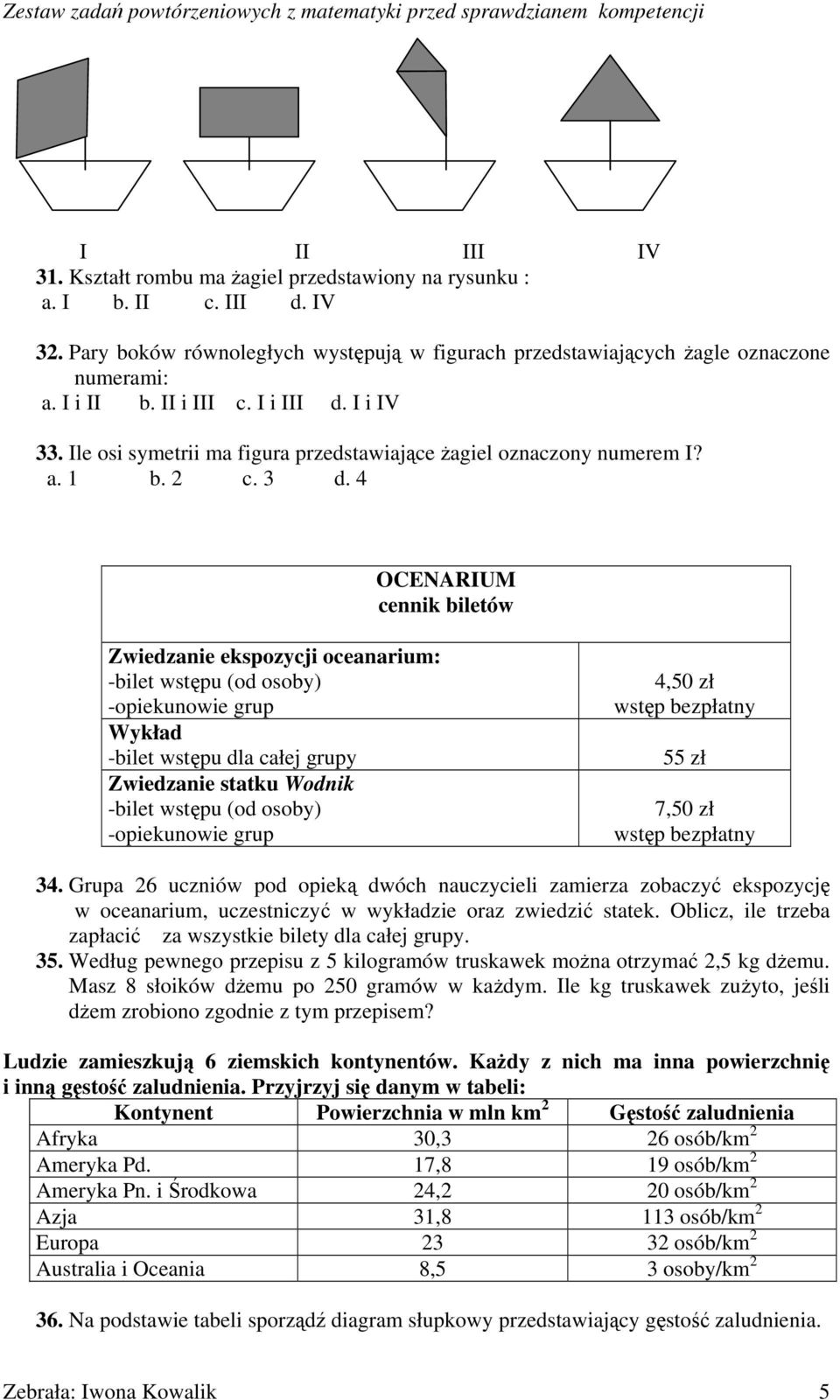 4 OCENARIUM cennik biletów Zwiedzanie ekspozycji oceanarium: -bilet wstępu (od osoby) -opiekunowie grup Wykład -bilet wstępu dla całej grupy Zwiedzanie statku Wodnik -bilet wstępu (od osoby)