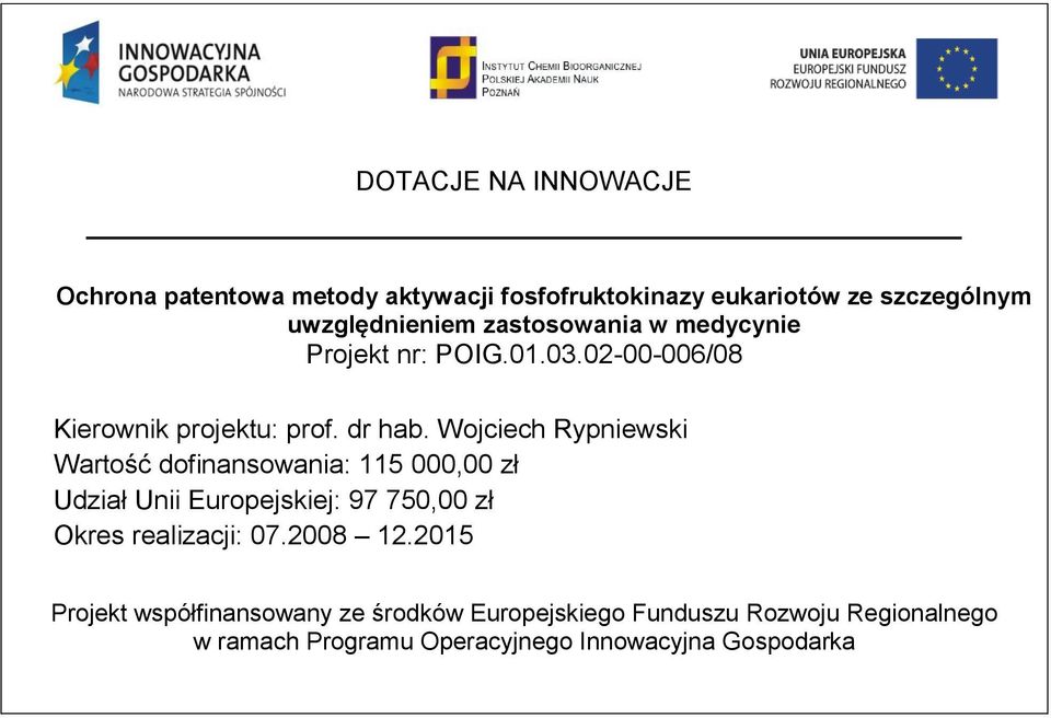 02-00-006/08 Kierownik projektu: prof. dr hab.