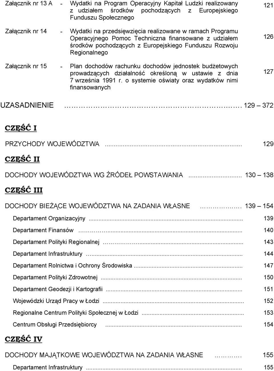 jednostek budżetowych prowadzących działalność określoną w ustawie z dnia 7 września 1991 r. o systemie oświaty oraz wydatków nimi finansowanych 121 126 127 UZASADNIENIE.