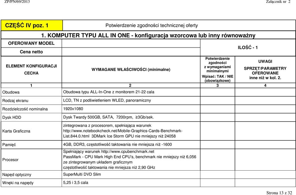 Obudowa Obudowa typu ALL-In-One z monitorem 21-22 cala Rodzaj ekranu LCD, TN z podświetleniem WLED, panoramiczny Rozdzielczość nominalna 1920x1080 Dysk HDD Dysk Twardy 500GB, SATA, 7200rpm, 3Gb/sek.