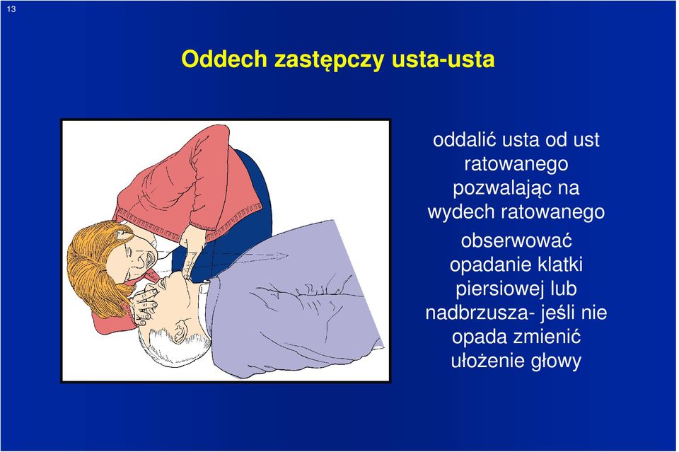 obserwować opadanie klatki piersiowej lub