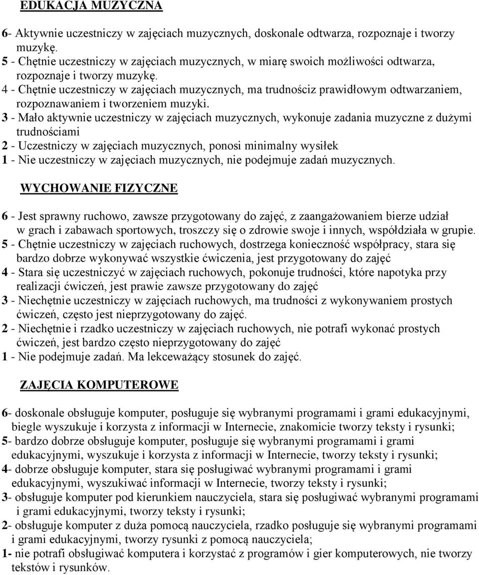 4 - Chętnie uczestniczy w zajęciach muzycznych, ma trudnościz prawidłowym odtwarzaniem, rozpoznawaniem i tworzeniem muzyki.