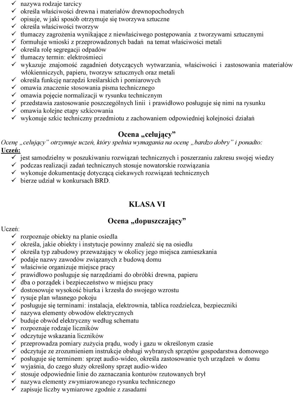 znajomość zagadnień dotyczących wytwarzania, właściwości i zastosowania materiałów włókienniczych, papieru, tworzyw sztucznych oraz metali określa funkcję narzędzi kreślarskich i pomiarowych omawia