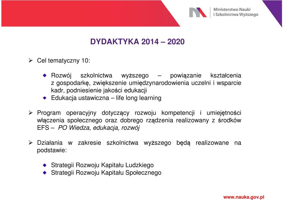 kompetencji i umiejętności włączenia społecznego oraz dobrego rządzenia realizowany z środków EFS PO Wiedza, edukacja, rozwój Działania