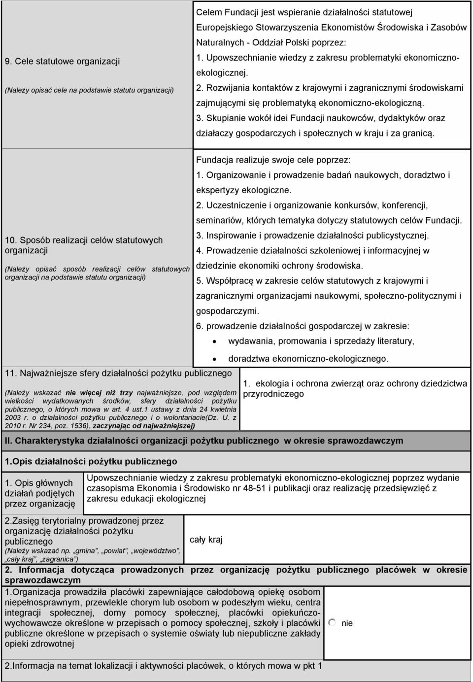 Rozijania kontaktó z krajoymi i zagranicznymi środoiskami zajmującymi się problematyką ekonomiczno-ekologiczną. 3.