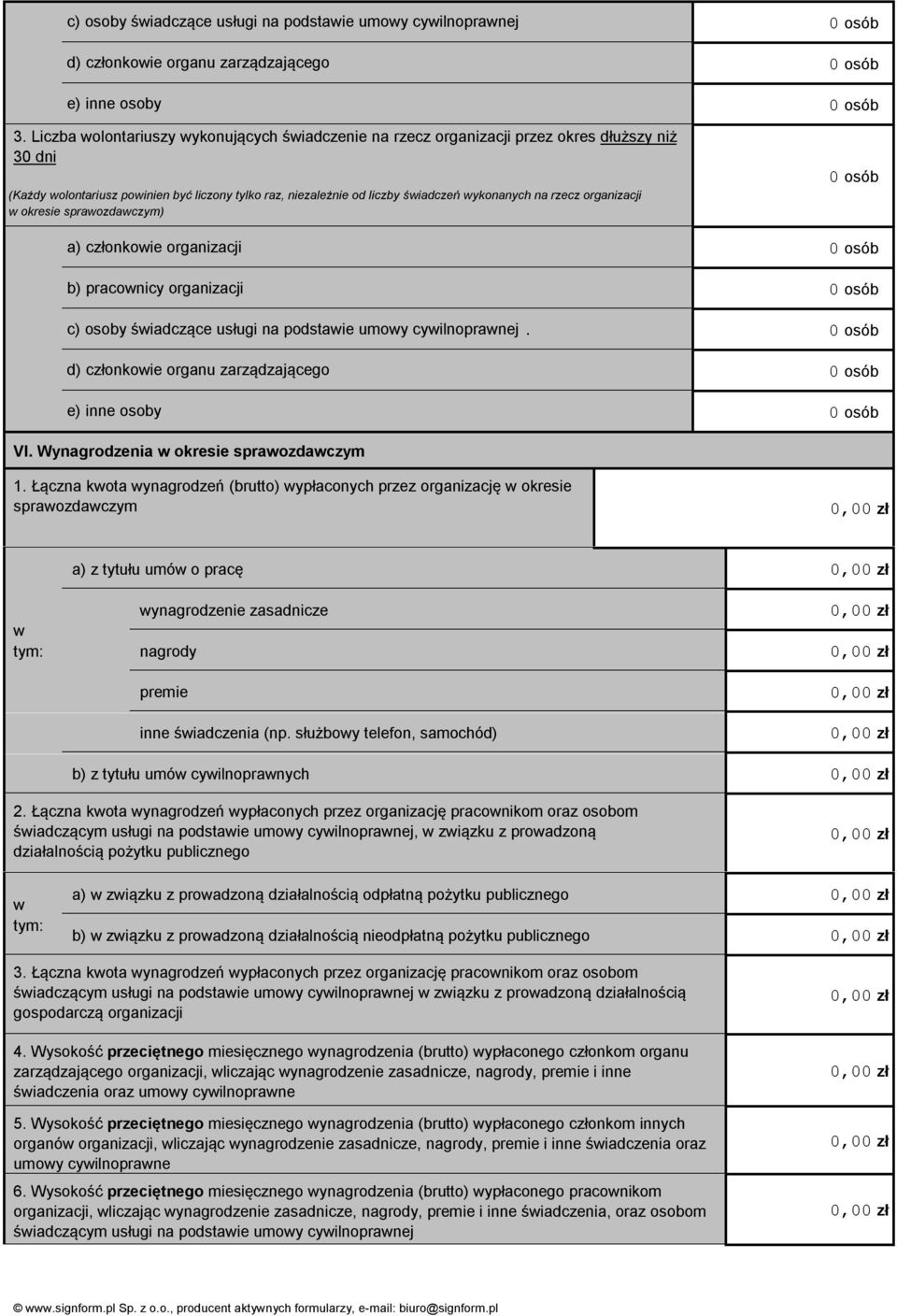 organizacji w okresie ) 0 osób a) członkowie organizacji 0 osób b) pracownicy organizacji 0 osób c) osoby świadczące usługi na podstawie umowy cywilnoprawnej osób d) członkowie organu zarządzającego