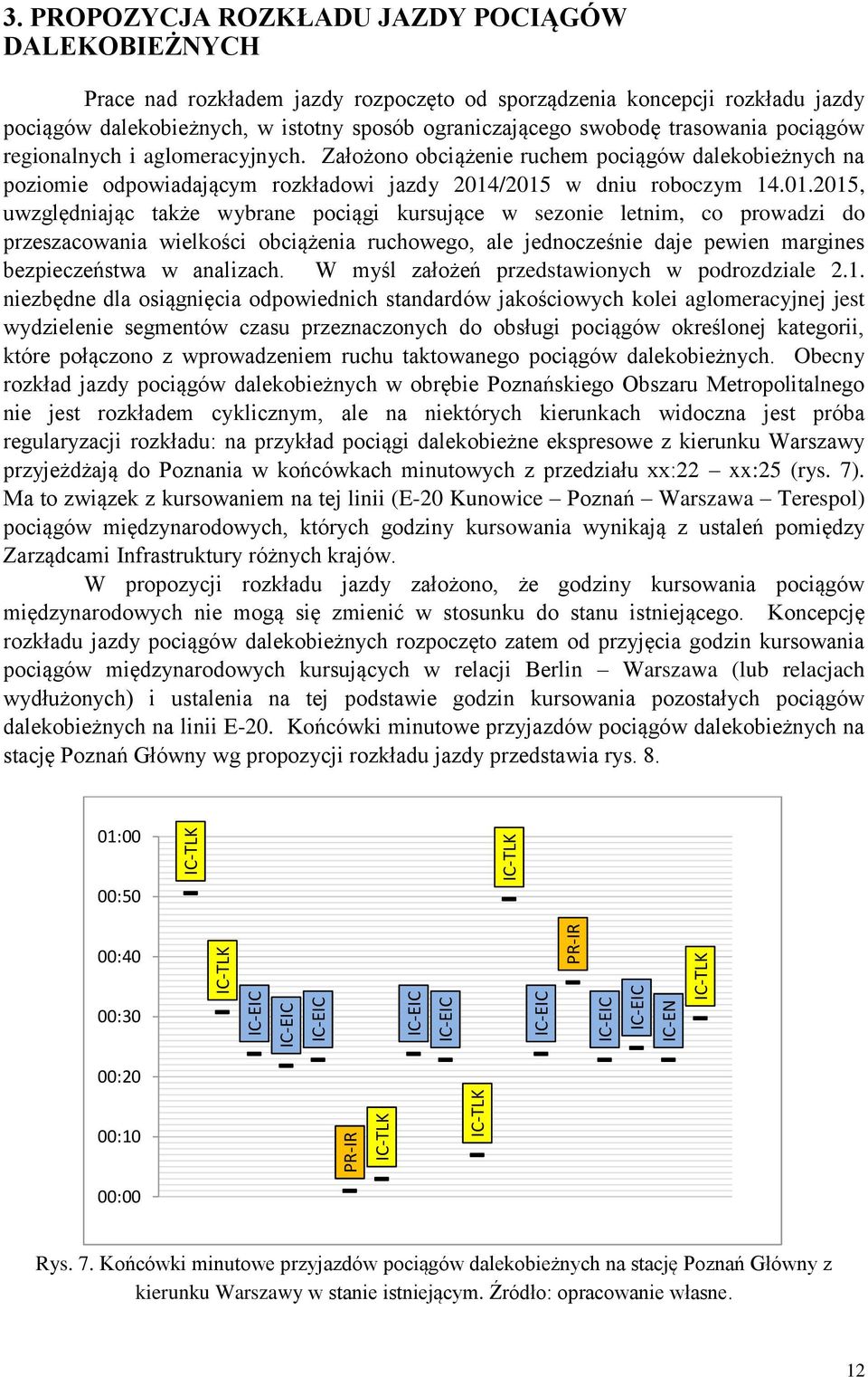 trasowania pociągów regionalnych i aglomeracyjnych. Założono obciążenie ruchem pociągów dalekobieżnych na poziomie odpowiadającym rozkładowi jazdy 2014