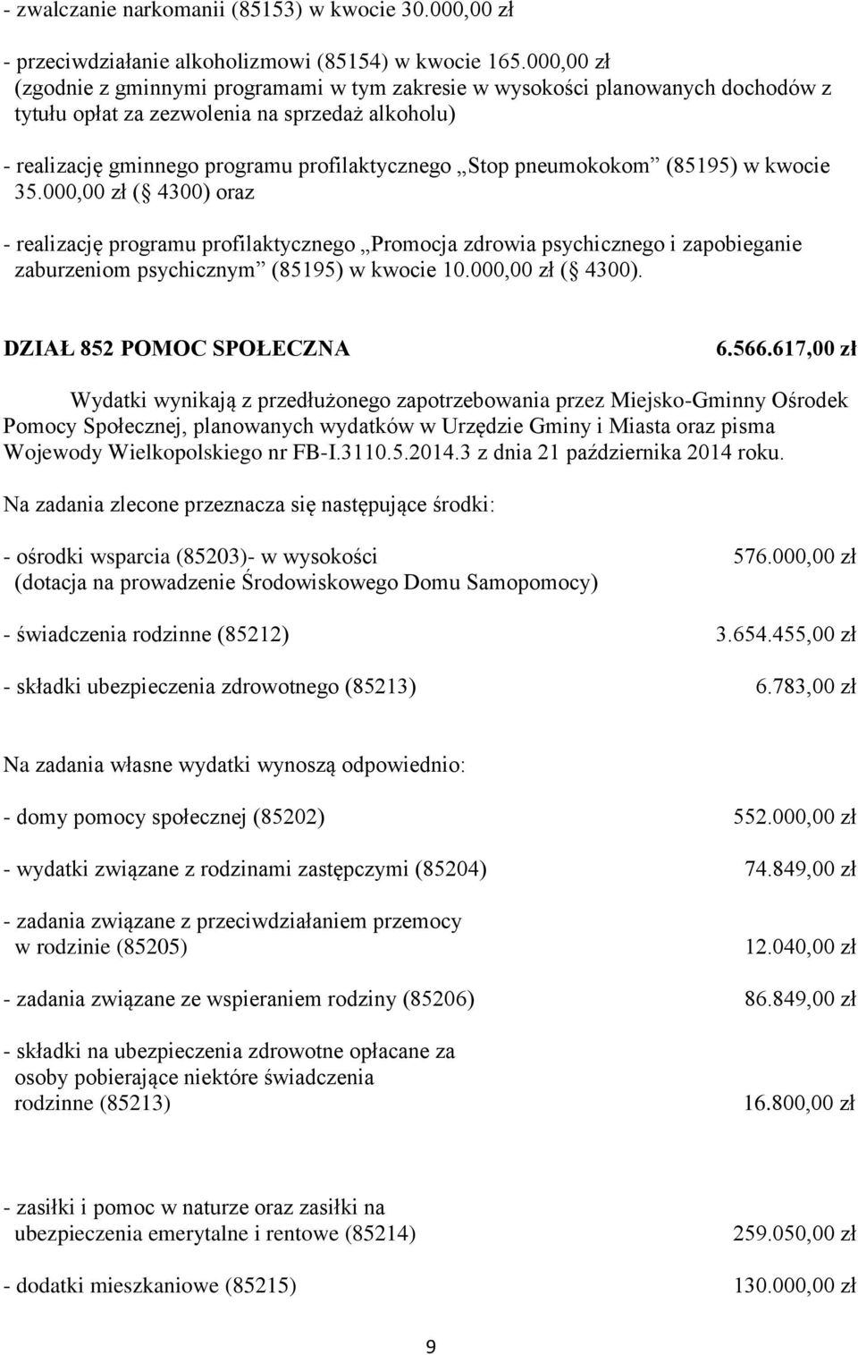 pneumokokom (85195) w kwocie 35.000,00 zł ( 4300) oraz - realizację programu profilaktycznego Promocja zdrowia psychicznego i zapobieganie zaburzeniom psychicznym (85195) w kwocie 10.