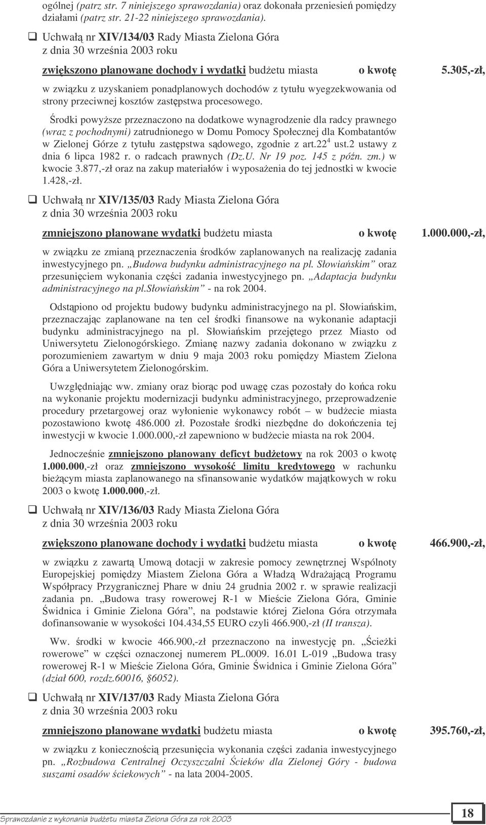 305,-zł, w zwizku z uzyskaniem ponadplanowych dochodów z tytułu wyegzekwowania od strony przeciwnej kosztów zastpstwa procesowego.