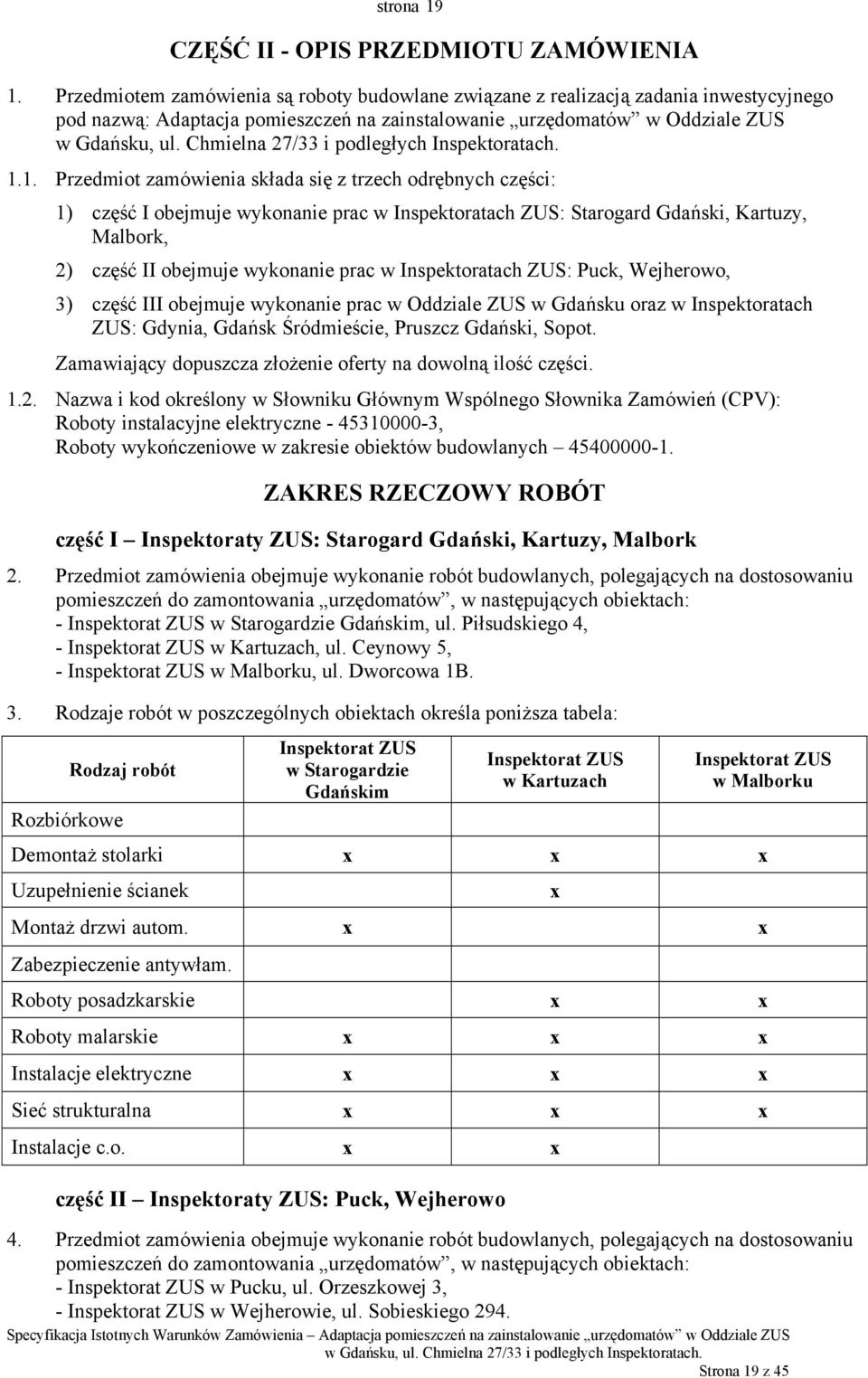 Chmielna 27/33 i podległych Inspektoratach. 1.