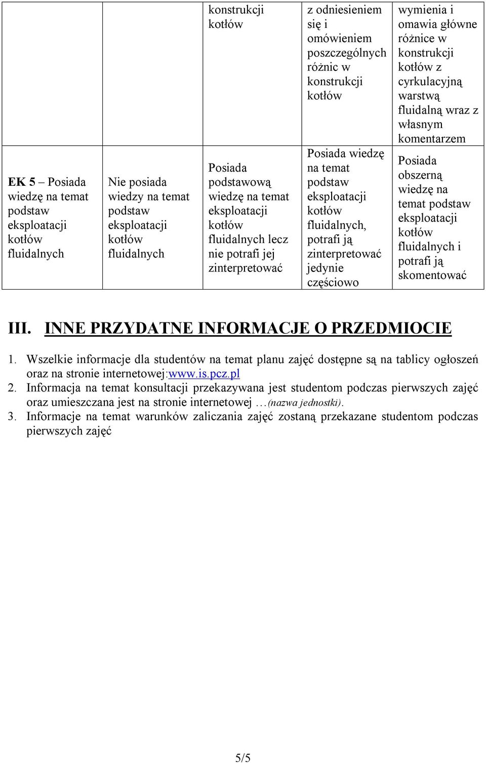 Wszelkie informacje dla studentów planu zajęć dostępne są na tablicy ogłoszeń oraz na stronie internetowej:www.is.pcz.pl 2.