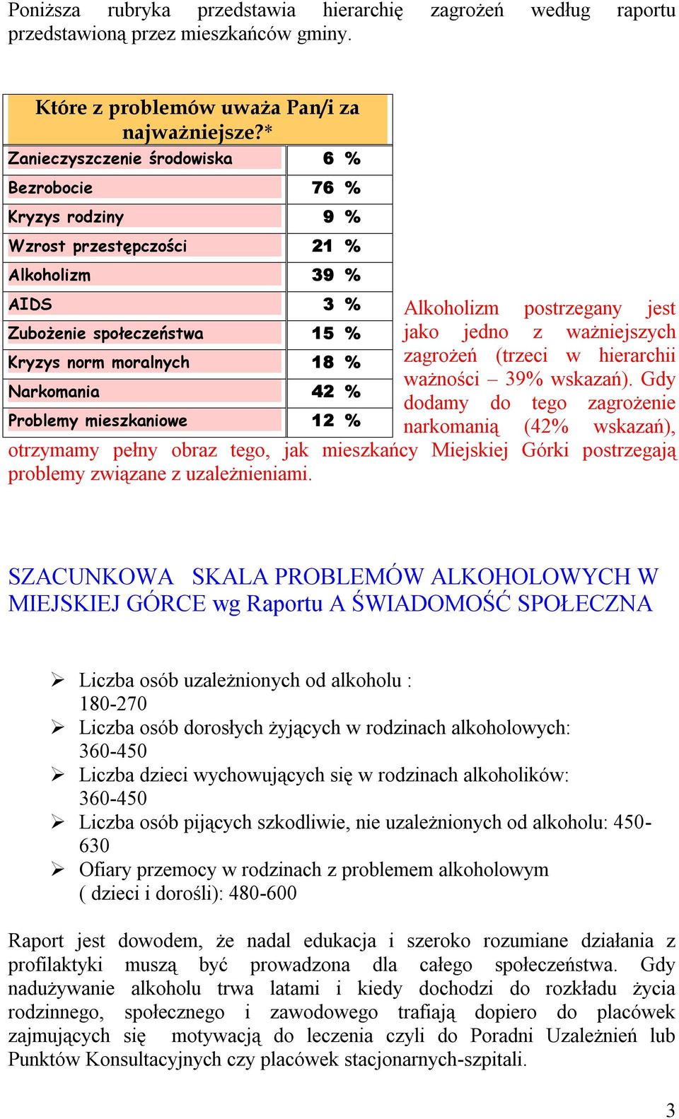 ważniejszych Kryzys norm moralnych 18 % zagrożeń (trzeci w hierarchii ważności 39% wskazań).