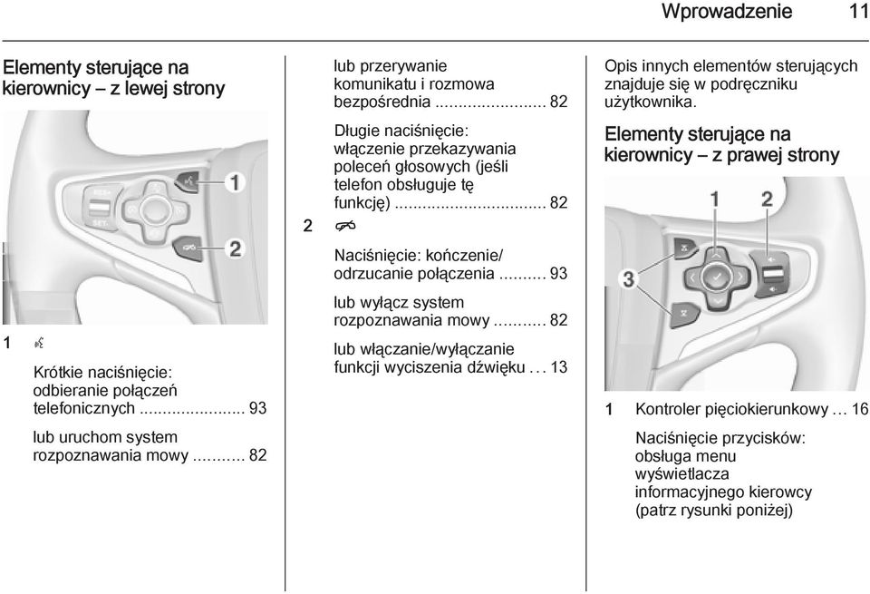 .. 82 2 n Naciśnięcie: kończenie/ odrzucanie połączenia... 93 lub wyłącz system rozpoznawania mowy... 82 lub włączanie/wyłączanie funkcji wyciszenia dźwięku.