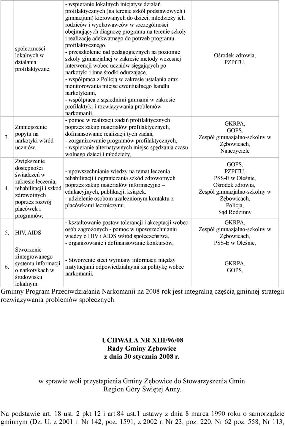 Stworzenie zintegrowanego systemu informacji o narkotykach w środowisku lokalnym.