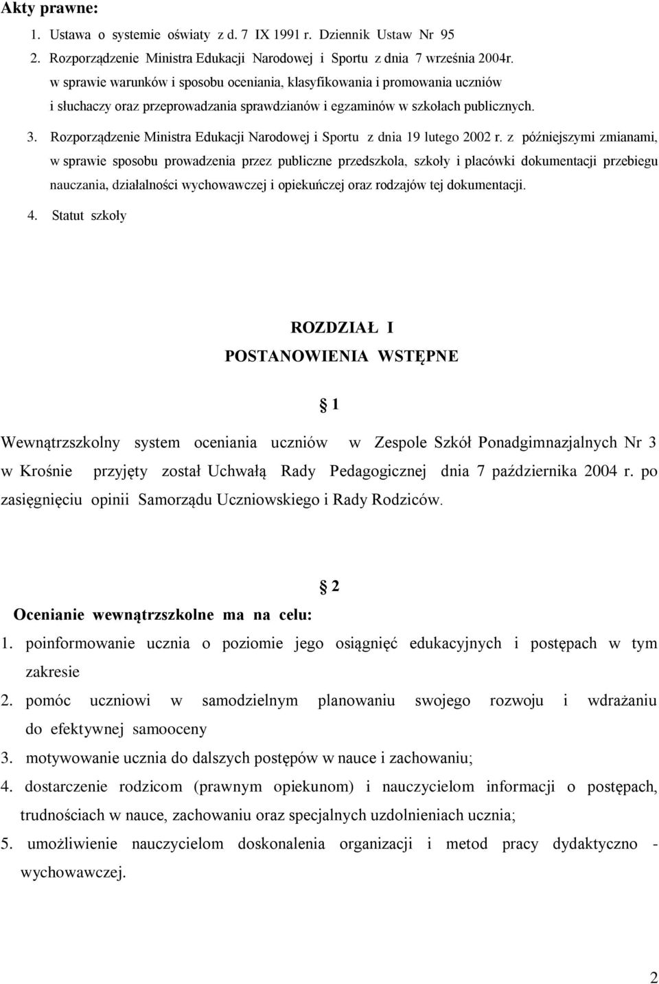 Rozporządzenie Ministra Edukacji Narodowej i Sportu z dnia 19 lutego 2002 r.