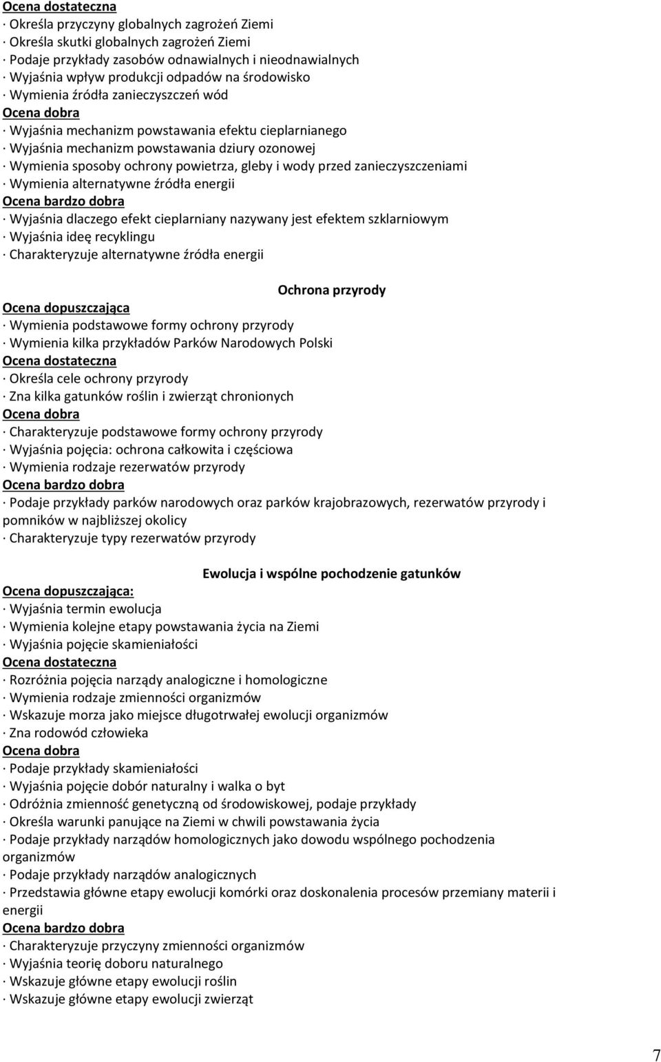 Wymienia alternatywne źródła energii Wyjaśnia dlaczego efekt cieplarniany nazywany jest efektem szklarniowym Wyjaśnia ideę recyklingu Charakteryzuje alternatywne źródła energii Ochrona przyrody