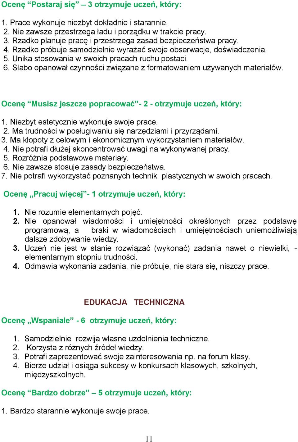 Ocenę Musisz jeszcze popracować - 2 - otrzymuje uczeń, który: 1. Niezbyt estetycznie wykonuje swoje prace. 2. Ma trudności w posługiwaniu się narzędziami i przyrządami. 3.