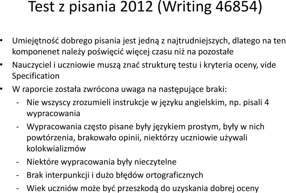 instrukcje w języku angielskim, np.