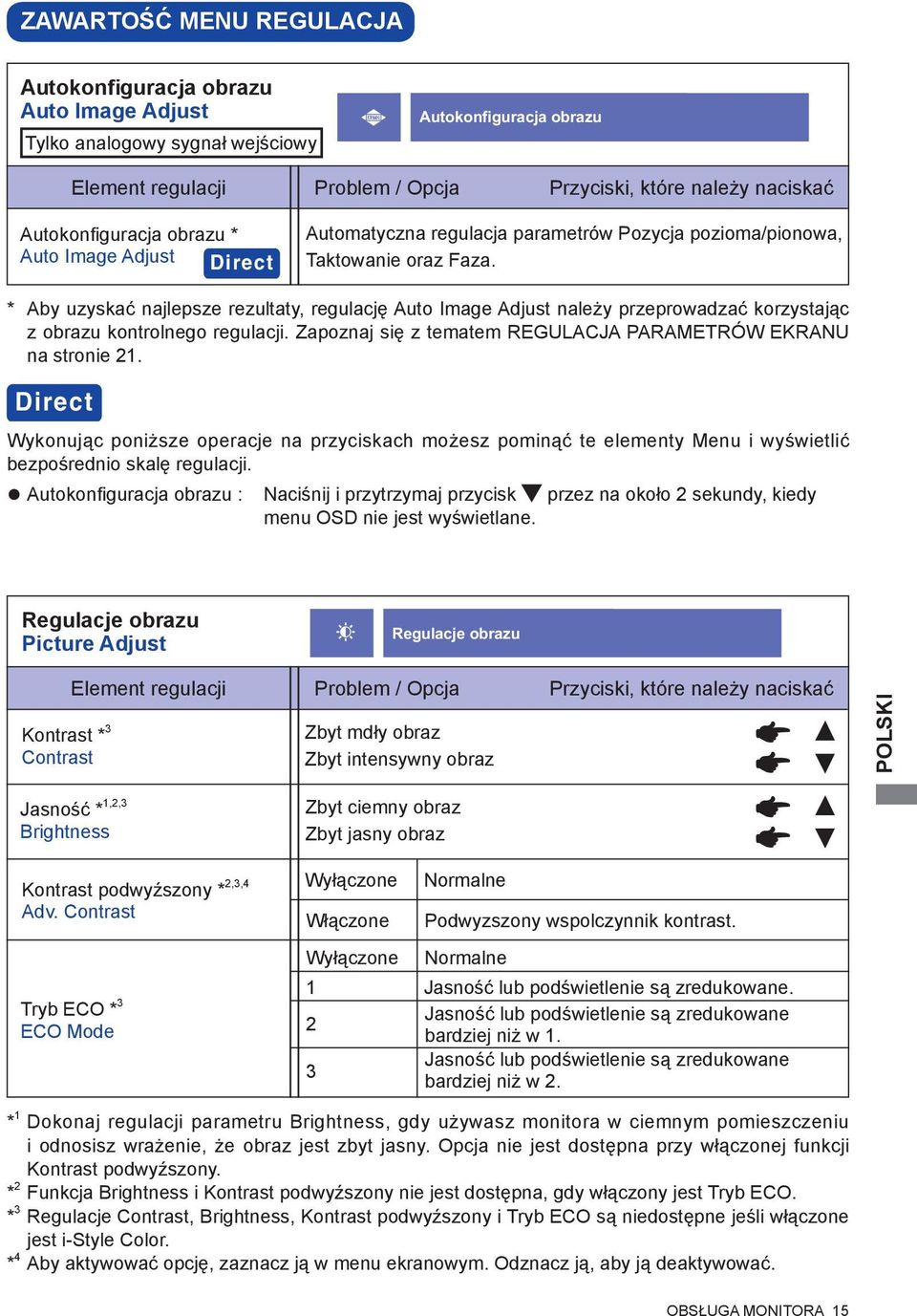 * Aby uzyskać najlepsze rezultaty, regulację Auto Image Adjust należy przeprowadzać korzystając z obrazu kontrolnego regulacji. Zapoznaj się z tematem REGULACJA PARAMETRÓW EKRANU na stronie 21.