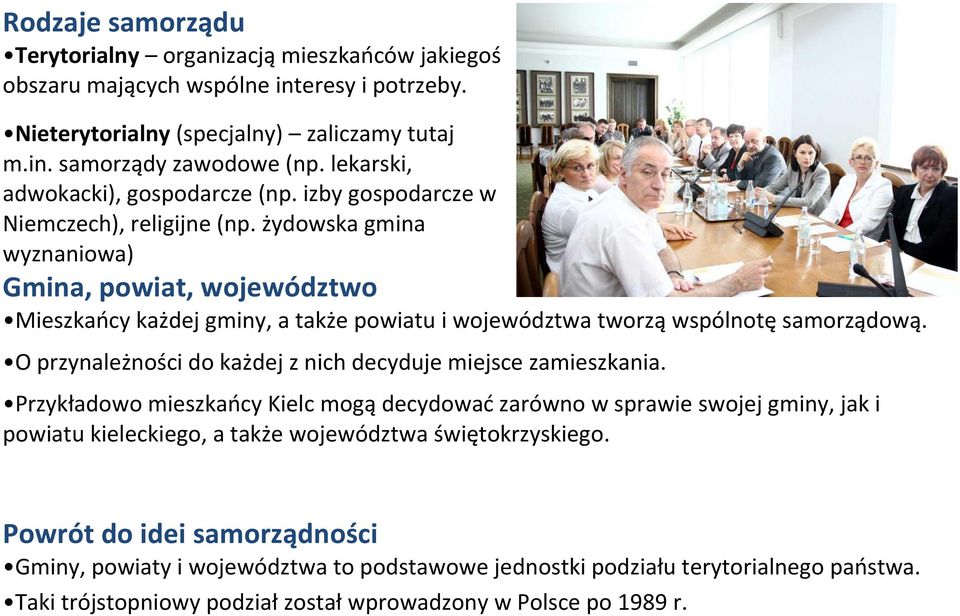 żydowska gmina wyznaniowa) Gmina, powiat, województwo Mieszkańcy każdej gminy, a także powiatu i województwa tworzą wspólnotę samorządową.