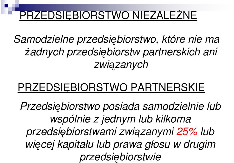 Przedsiębiorstwo posiada samodzielnie lub wspólnie z jednym lub kilkoma