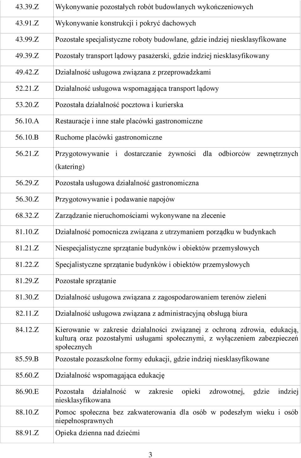 lądowy pasażerski, gdzie indziej niesklasyfikowany Działalność usługowa związana z przeprowadzkami Działalność usługowa wspomagająca transport lądowy Pozostała działalność pocztowa i kurierska