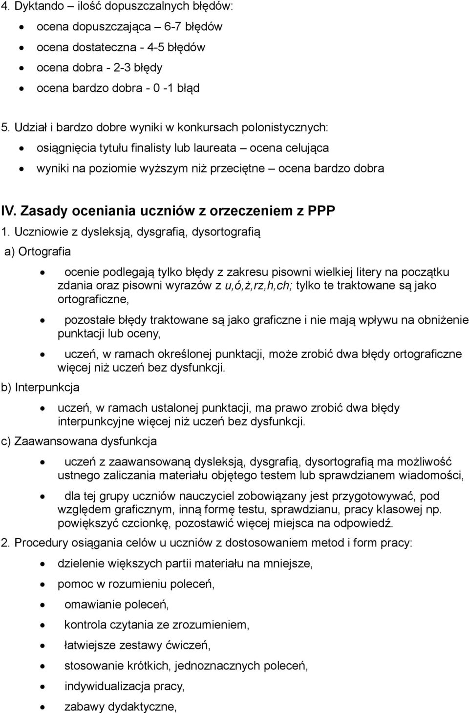 Zasady oceniania uczniów z orzeczeniem z PPP 1.